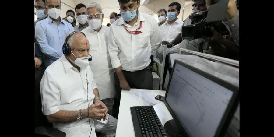 CM Yediyurappa attends a call in Covid war room, initiates immediate help to patient via Haloocom Platform